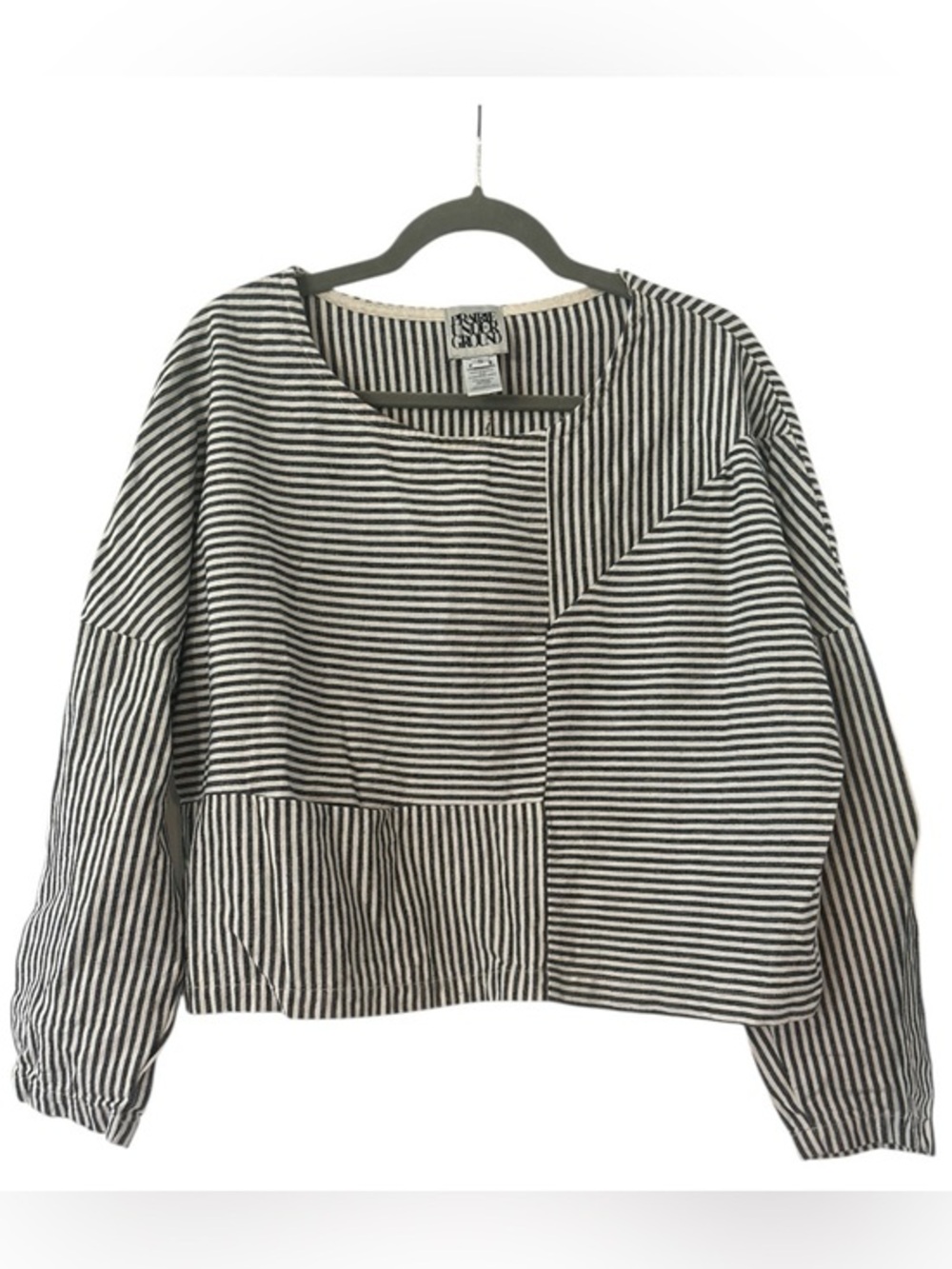 Prairie Underground Black & White Striped Patchwork Top